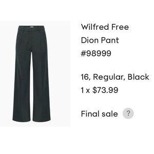 Aritzia Wilfred free Dion pants